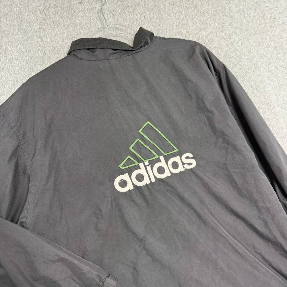 Vintage Adidas Jacket Mens M Black Green Full Zip Windbreaker 90s‎ Coat VTG